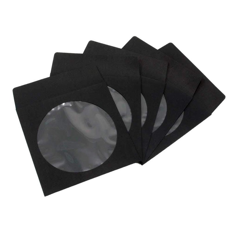 maxtek 1,000 Pack Maxtek Premium Thick Black Color Paper CD DVD Blu-ray Disc Sleeves Envelope with Window Cut Out and Flap, 100g Heavy Weight. - Image 1